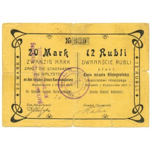 Białystok 20 marek=12 rubli 1915 - bardzo rzadkie