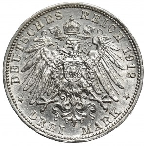 Germany, Baden 3 mark 1912 G
