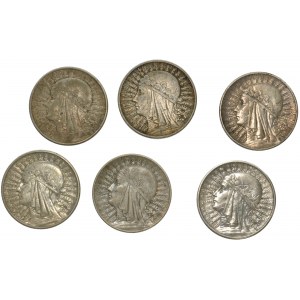 Zestaw srebrnych monet II RP - 10 złotych Piłsudski i Głowa Kobiety