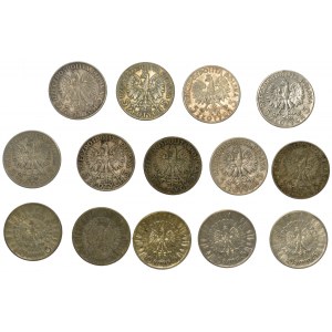Coin lot of silver 5 złotych Piłsudski and Queen Jadwiga