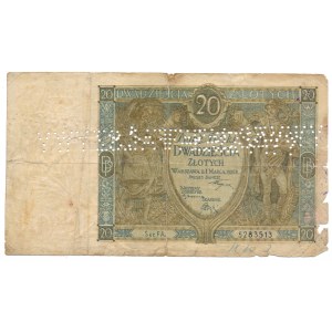 20 złotych 1926 Ser.FA. - rzadkie i bardzo ciekawe fałszerstwo