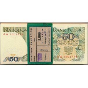 Paczka bankowa 50 złotych 1988 -GW- 100 sztuk 