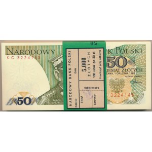 Paczka bankowa 50 złotych 1988 -KC- 100 sztuk 