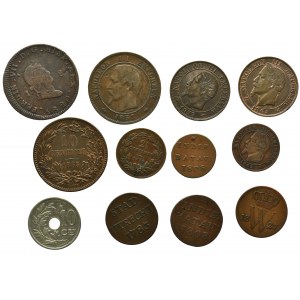 Zestaw monet - Francja, Holandia, Belgia, Luksemburg oraz Hiszpania 1783-1903
