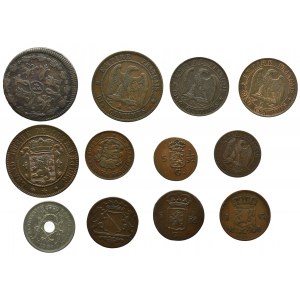 Zestaw monet - Francja, Holandia, Belgia, Luksemburg oraz Hiszpania 1783-1903