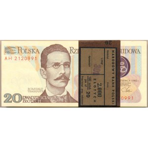 Paczka bankowa 20 złotych 1982 -AH- 100 sztuk 