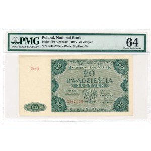 20 złotych 1947 -B- PMG 64