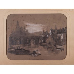 Artysta nierozpoznany, XIX/XX wiek, Przedwieczorna przepierka przed mostem