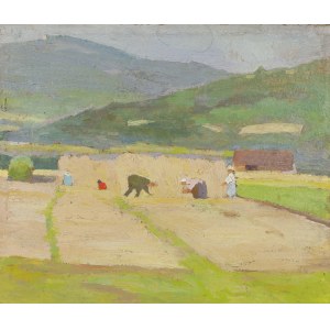 Artist unrecognized, Poland, Harvesting flax, ca. 1918.