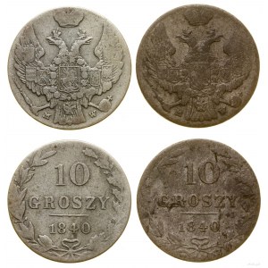 Poland, Lot 2 x 10 pennies, 1840 MW, Warsaw