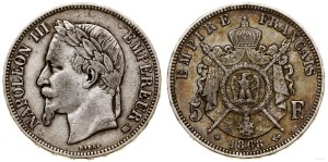 Francja, 5 franków, 1868 BB, Strasburg