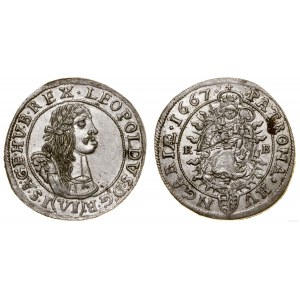 Hungary, 6 krajcars, 1667 KB, Kremnica