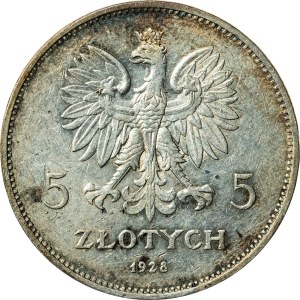 II RP, 5 złotych, 1928, Bruksela, Nike, bez znaku mennicy, 