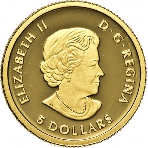 Kanada, 5 dolarów, 2015, tygrys, AU 9999, 1/10 OZ