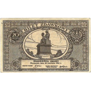 Polska, II RP, 20 groszy, 28 kwietnia 1924 r., Mił. 45, 
