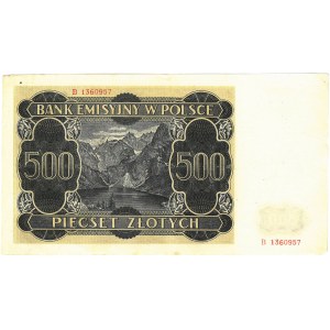 Polska, GG, 500 złotych, KRAKÓW 1. MARCA 1940 R. 