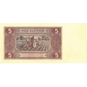 Polska, PRL, 5 złotych, 1 LIPCA 1948 ROKU, Mił. 135.b, 