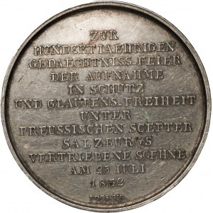 100. rocznica przyjęcia emigrantów z Salzburga do Prus, 1832, srebro