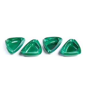 Set of bridge ashtrays made of malachite glass