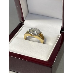 Złoty pierścionek z brylantem 3,3 ct. wraz z certyfikatem
