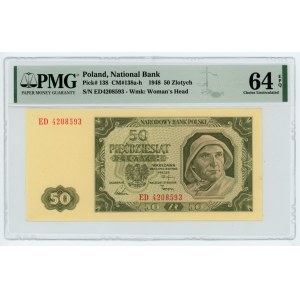 50 złotych 1948 - seria ED - PMG 64 EPQ