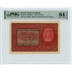20 Polish marks 1919 - 2nd series CL - PMG 64 EPQ