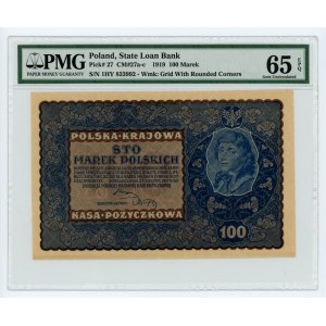 100 Polish Marks 1919 - IH Series Y - PMG 65 EPQ