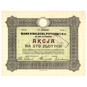 Bank KWILECKI, POTOCKI &amp; S-ka - 100 Zloty 1927 - Ausgabe I