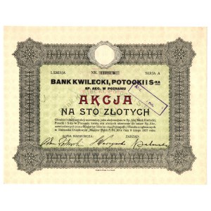 Banka KWILECKI, POTOCKI &amp; S-ka - 100 zlotých 1927 - Emise I