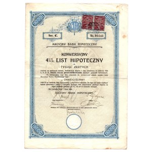 Conversion 4.5% Mortgage Letter for 1,000 zloty, 1926.