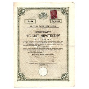 Conversion 4.5% Mortgage Letter for 100 zloty, 1926 .