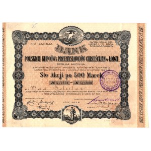 Bank Polski Kupców i Przemysłowców Chrześcijanjan in Łódź - personalizované - Em.5, 100 x 500 mariek 1923