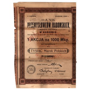 Bank Przemysłowców Radomskich S.A., 1000 mkp, emise II