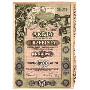 TRZEBINIA Fabryka Maszyn i Narzędzi Rolniczych Odlewnia Żelaza i Metali,50 zł 1924