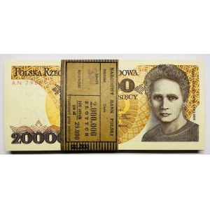Bank parcel 20,000 zloty 1989 series AN ( 100 pieces)