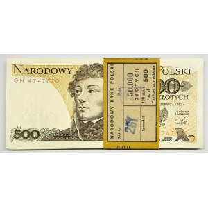 Paczka bankowa 500 złotych 1982 seria GH (100 sztuk)