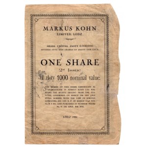 Przędzalnia Wełny Czesankowej Markus Kohn - 1000 złotych Emisja II