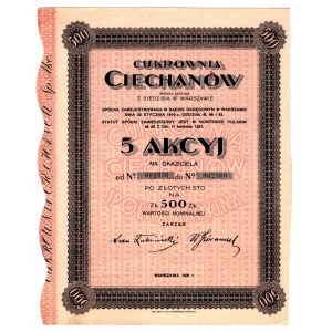 Cukrownia CIECHANÓW SA - 5 x 100 złotych 1931