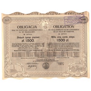Conversion Loan of the City of Warsaw - bond 1500 zlotys 1926