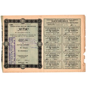 Towarzystwo Akcyjne Ubezpieczeń VITA in Warschau - Em. IV - 1 x 10 zl. 1928