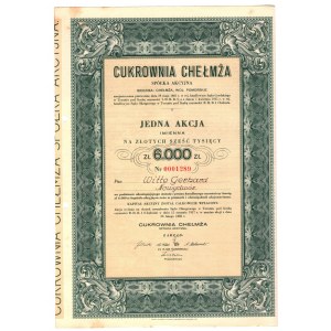 Cukrownia CHEŁMŻA Spółka Akcyjna - 6.000 złotych 1937