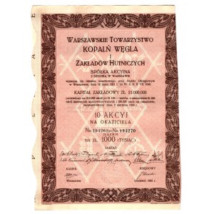 Warsaw Society of Coal Mines and Steel Works - 10 x 100 zlotys 1929
