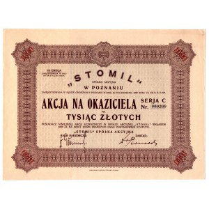 STOMIL Spółka Akcyjna in Poznań - 1000 zlotys Em., III - low No. 000209