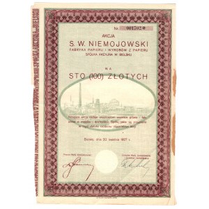 S. W. Niemojowski Fabryka Papieru i Wyrobów z Papieru S.A. - 100 złotych 1927