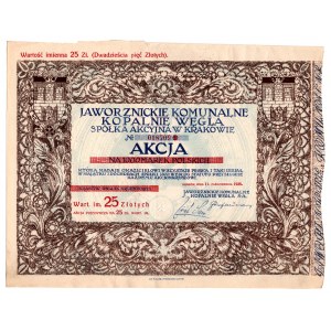 Jaworznickie Komunalne Kopalnie Węgla S.A. in Cracow - 1,000 Polish marks stamped for 25 zlotys