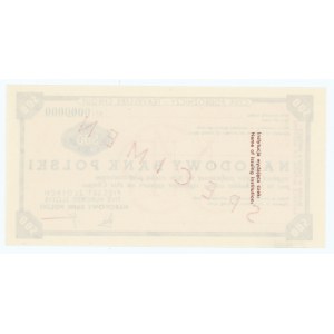 Traveler's check worth 500 zloty - SPECIMEN series AH 0000000 with the name crossed out