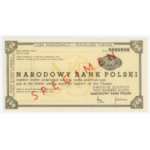 Traveler's Check worth 200 PLN - SPECIMEN ser. AN 0000000