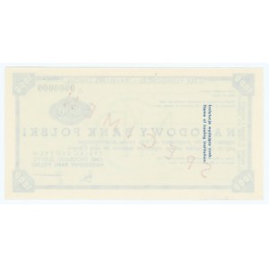 Traveler's check worth 100 zlotys - SPECIMEN ser. A 0000000