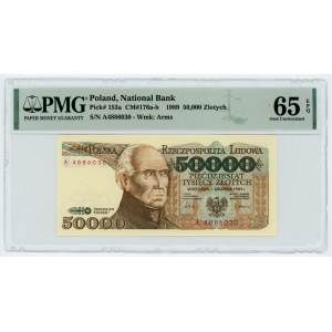 50.000 złotych 1989 - pierwsza seria A - PMG 65 EPQ