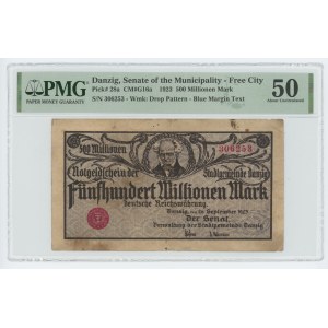 GDAŃSK - 500,000,000 marks 1923 gray-purple print - PMG 50